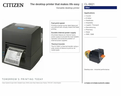 Citizen Cl S621 Barcode Label Printer